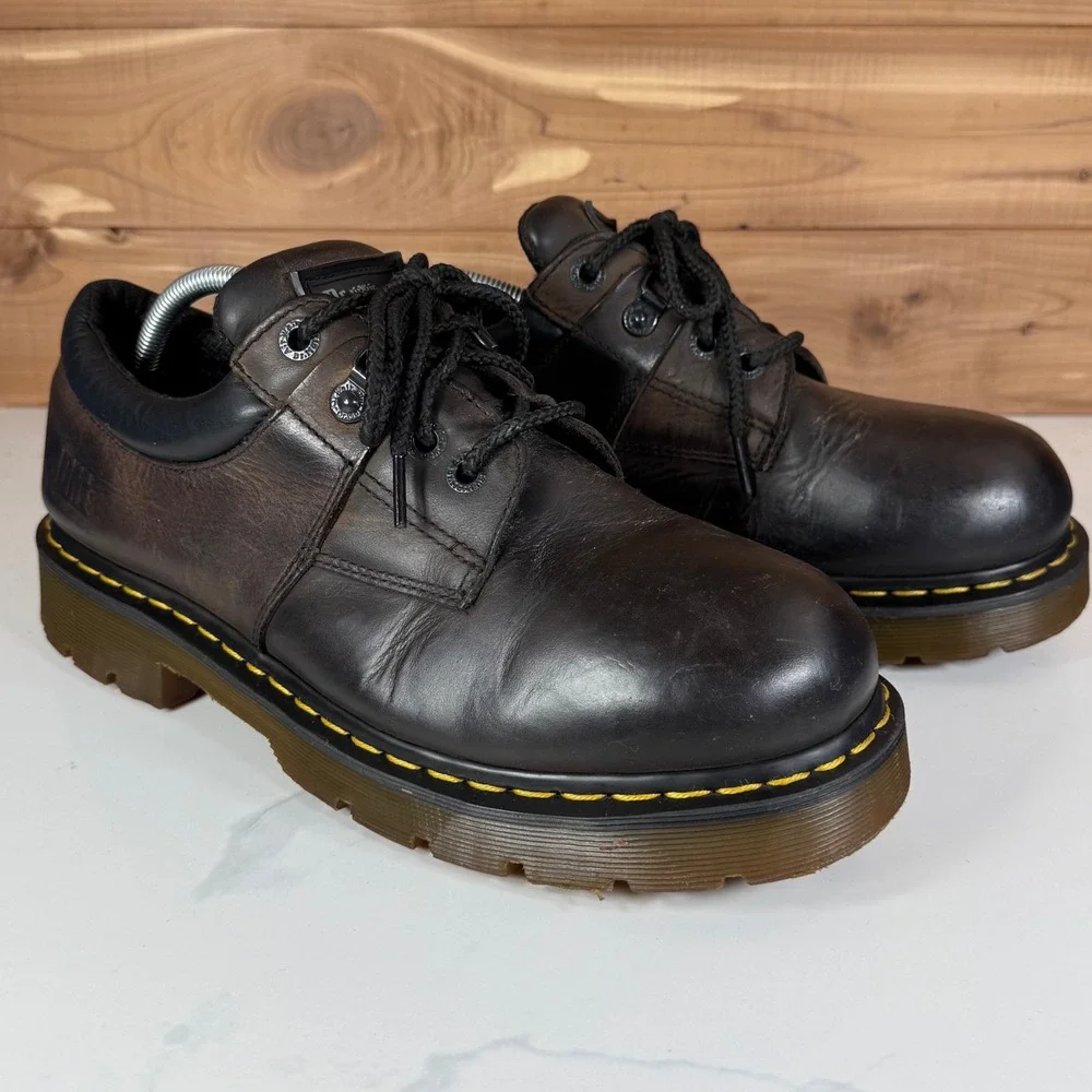 Dr. Martens Industrial Brown Leather Work Shoes 8933 Slip Resistant Mens 12 VTG